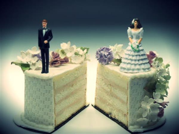 изображены два куска торта свадебного с женихом и невестой